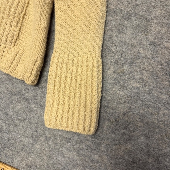 Irish Cottage Shop Cream Wool Cardigan Handloomed Aran Zip Up 100% Wool - Picture 6 of 12